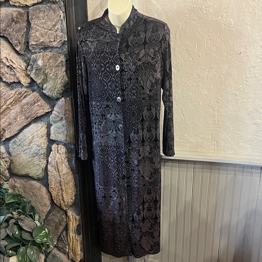Laura Ashley Black and Gray Long Sleeve Dress/Coat